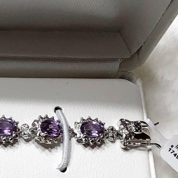 Amethyst & Diamond Sterling Silver Bracelet - Picture 10 of 12